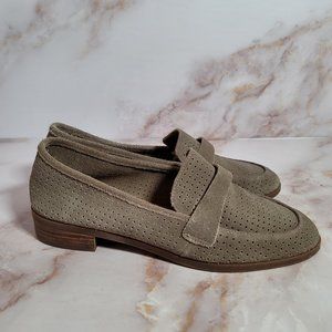 Lucky Brand Caviep Perforated Soft Suede Gray Loafer Casual